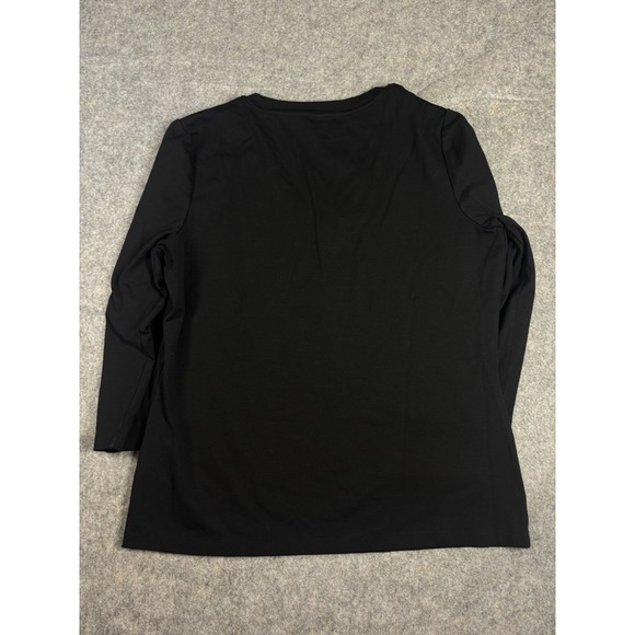 LAFAYETTE 148 Women's XL Basic Shirt Top 3/4 Sleeve V Neck Black Minimalist - Picture 5 of 7